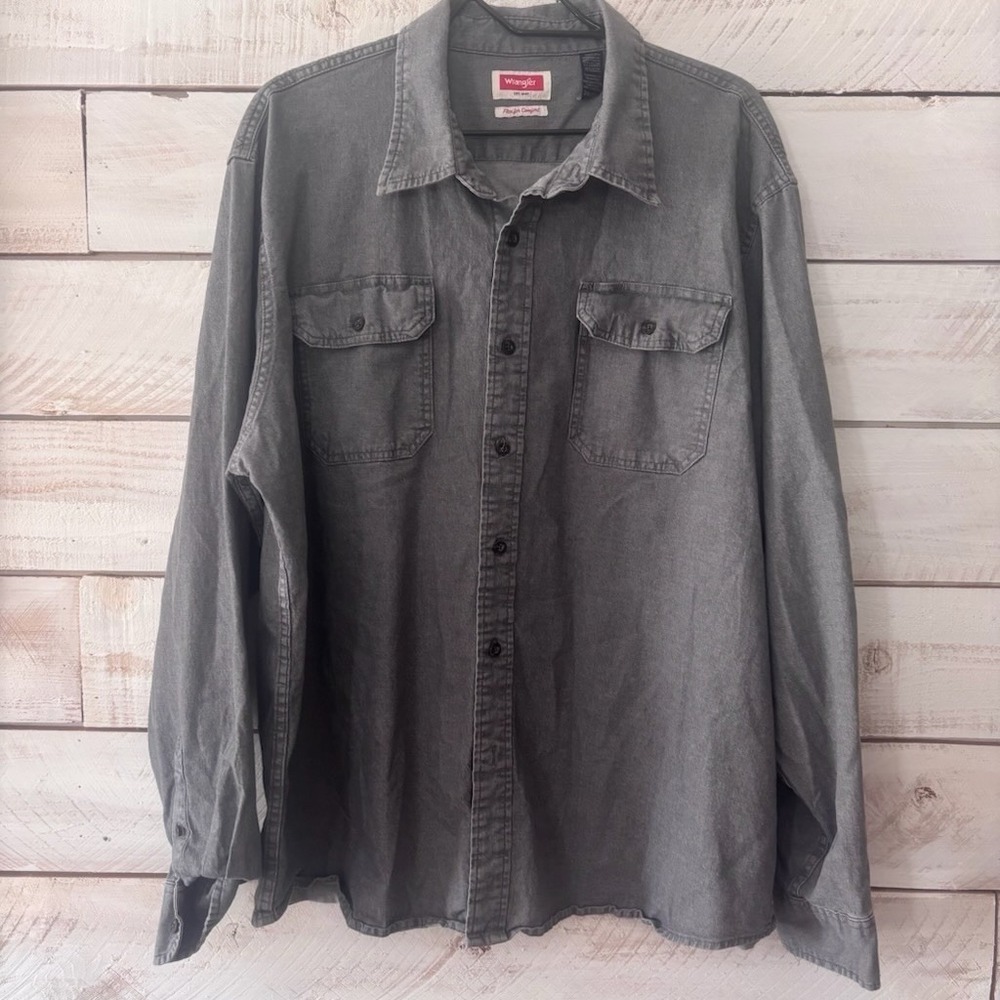WrangleR Flex For Comfort Relaxed Fit L/S Button‎ Down Shirt Men's Size 2XL